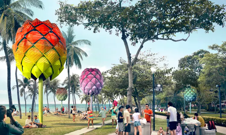 Peoples enjoying at the  East Coast Park.