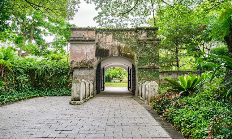 The entry gate of  Fort Canning Park.