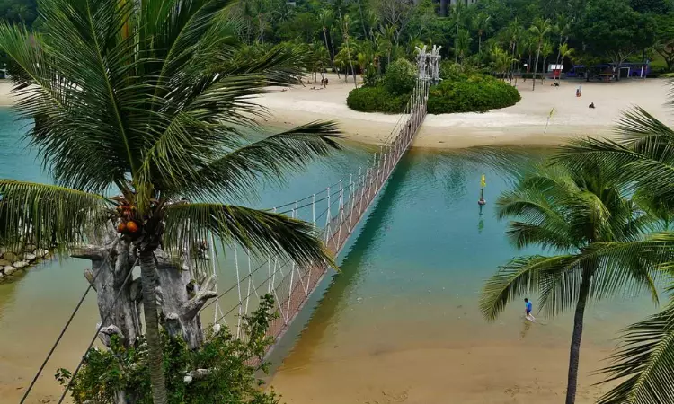 A bridge connecting two  coasts of the Palawan Beach